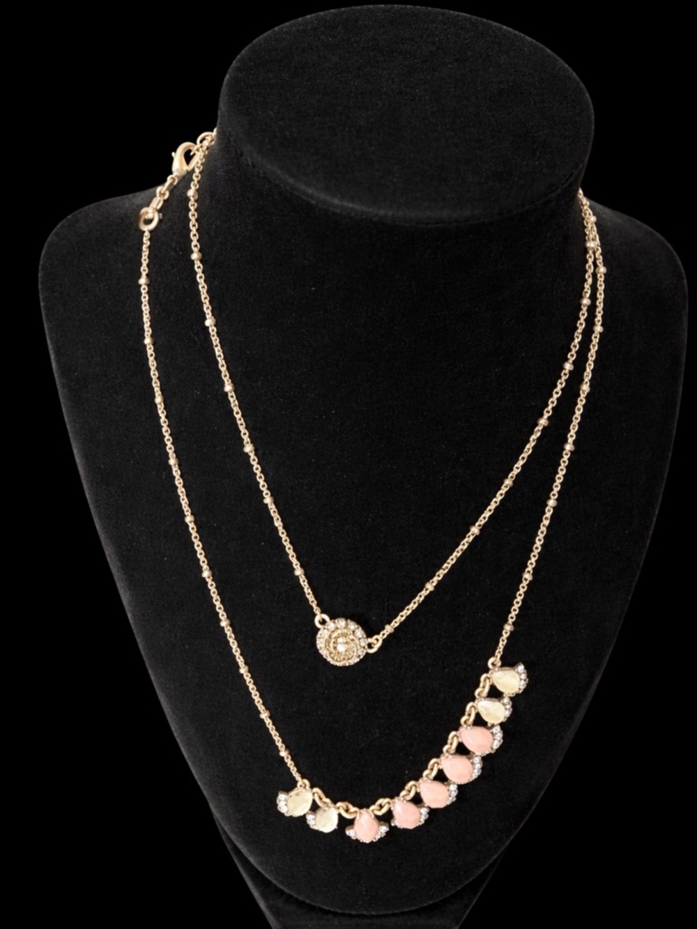 Chloe + Isabel Gold-Tone Double Layer Necklace with Pink Accents